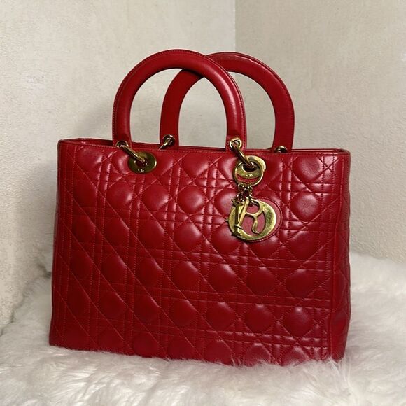 💯Authentic CHRISTIAN DIOR
Lambskin Cannage Large Lady Dior🍀 - Picture 4 of 17